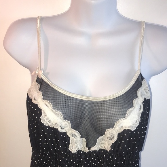 Vintage California Dynasty Polka Dot Lace Nightie Size Med - Picture 3 of 10